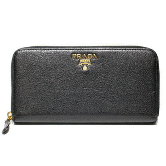 Prada Leather Nero Forco Long Vitello Dynocolor Zip Black Dyno Black Wallet - Picture 1 of 4